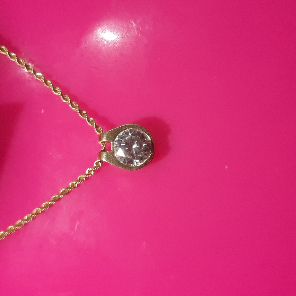 GENUINE SOLID 14K YELLOW GOLD 2CTTW CZ SOLITARE PENDANT BEZEL SLIDER (OMEGA)